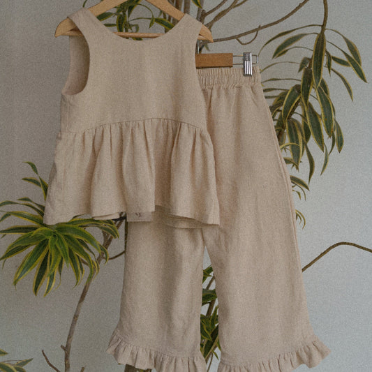 Dune Set - Girls Linen Two Piece Matching Set | Cali Lu