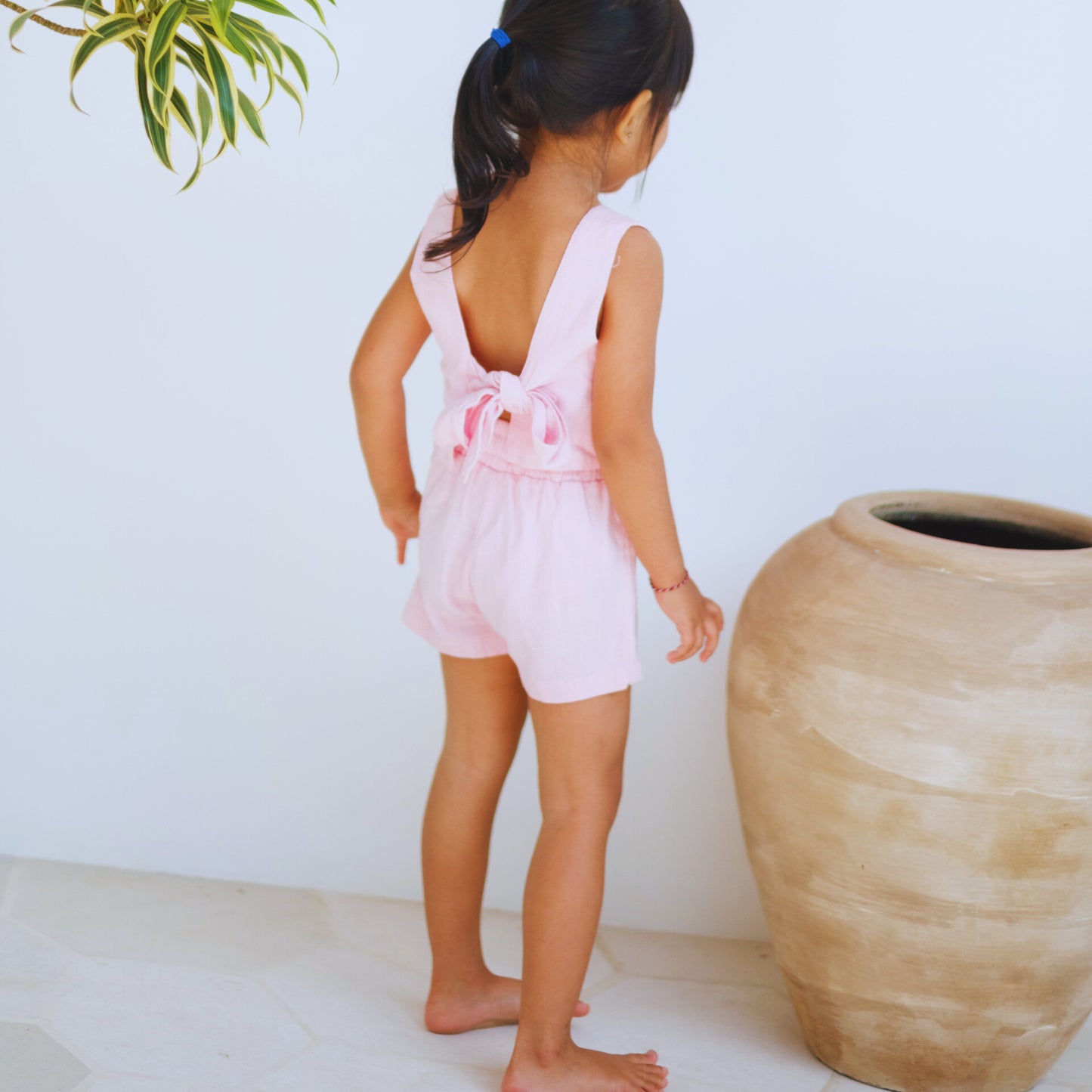 Lulu Set - Girls Pink Linen Two Piece Set | Cali Lu